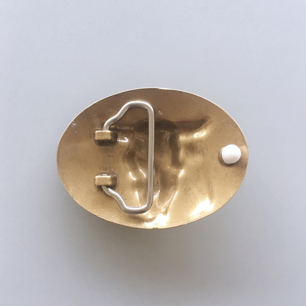 Western Rodeo Bull Oval Solid Brass Belt Buckle BUCKLE-BS010