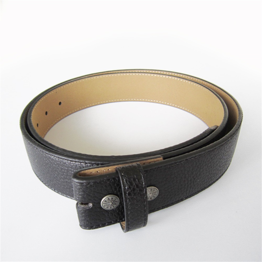 Black PU Imitate Leather Belt Solid Heavy PU Snap On Belt Gurtel