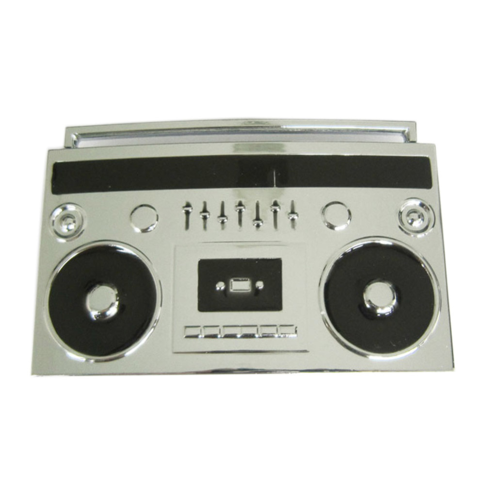 Bright Silver Enamel Tape Recorder Music Belt Buckle Boucle de ceinture