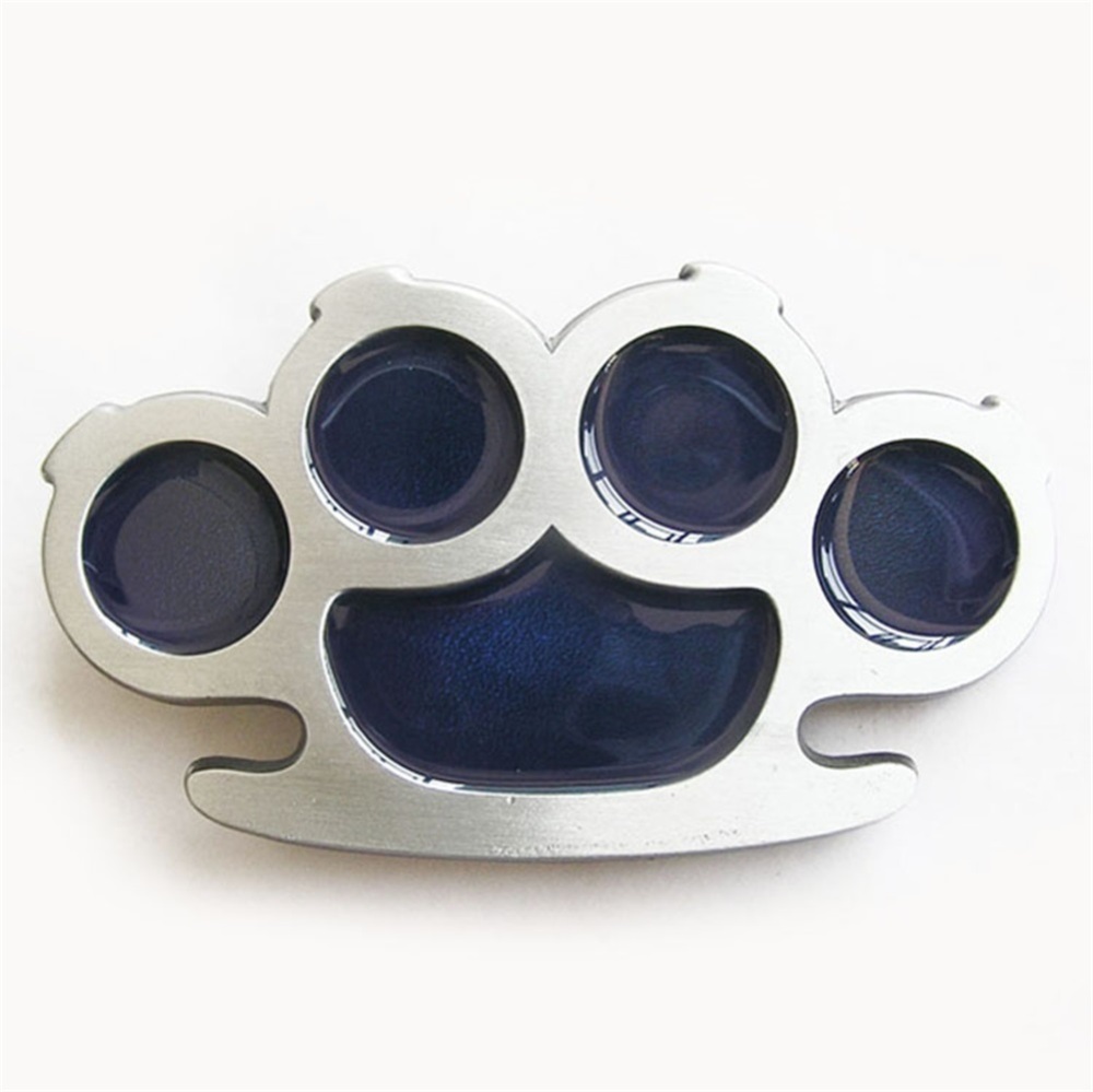 Vintage Blue Enamel Cut Out Four Rings Belt Buckle Gurtelschnalle Boucle de ceinture
