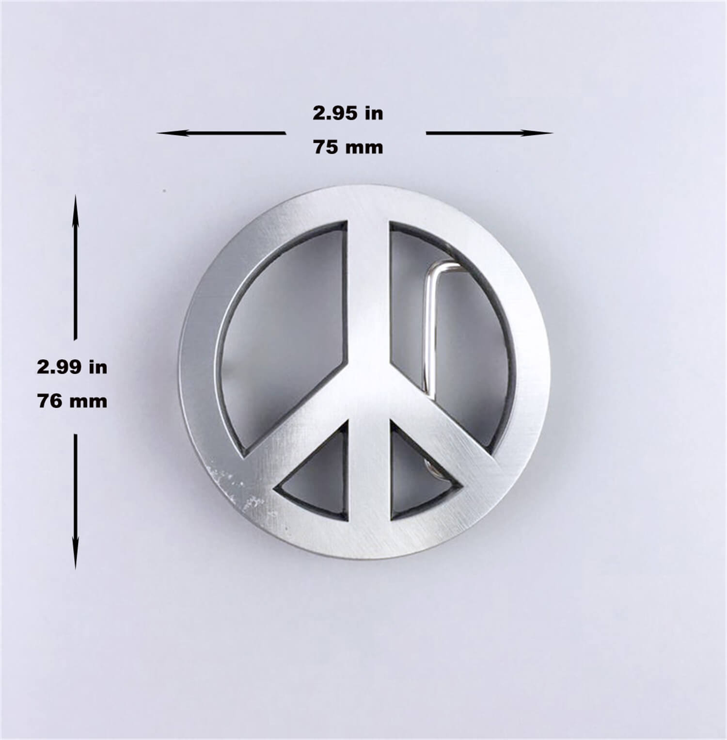 Antique Silver Peace Symbol Love Sign Belt Buckle for Men