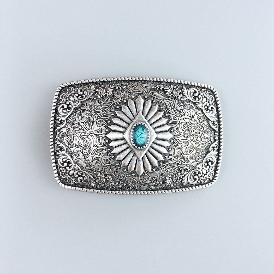 Vintage Silver Plated Southwest Totem Rectangle Belt Buckle BUCKLE-WT144SL