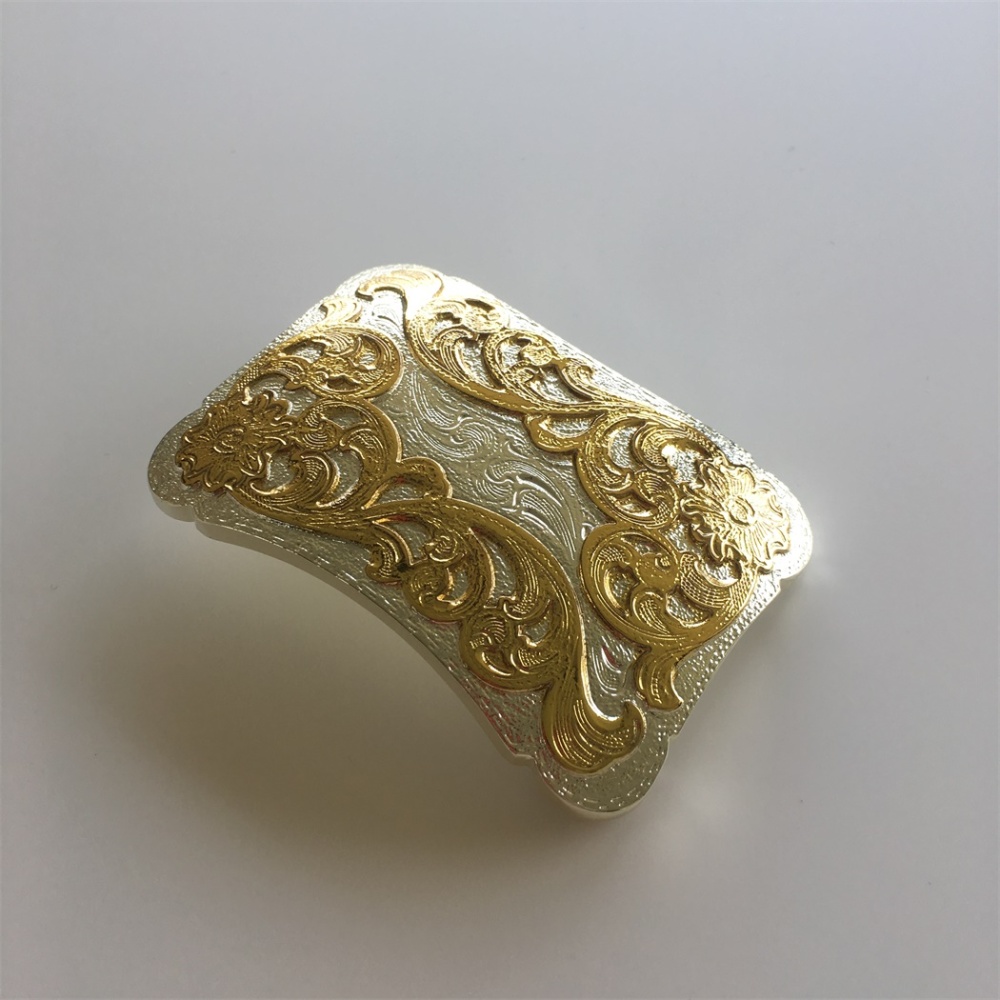 Double Plated Color Western Flower Cowboy Cowgirl Solid Brass Belt Buckle BUCKLE-BS013SG