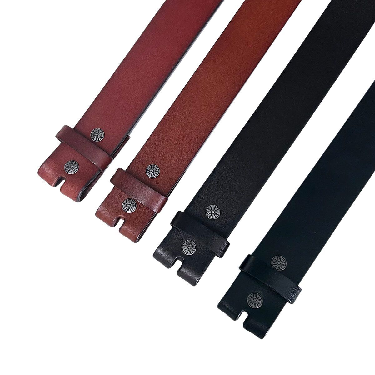 Solid Red Brown Genuine Leather Belt Brass Snap On Belt BELT1-014RWN
