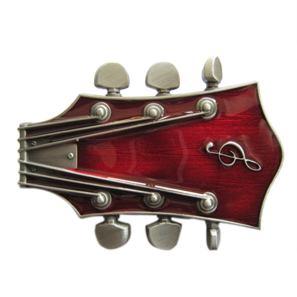 Vintage Red Enamel Guitar Music Belt Buckle Gurtelschnalle Boucle de ceinture