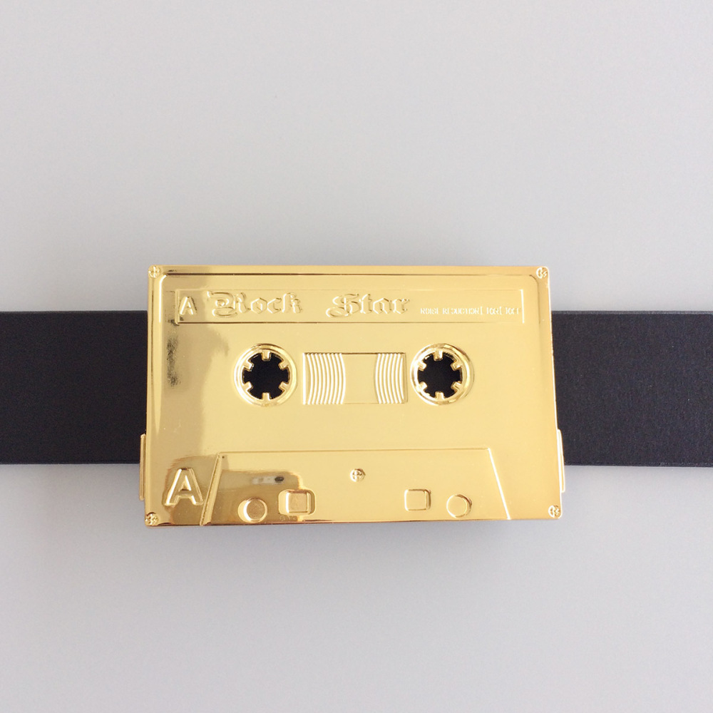Gold Plated Rock Music Cassette Tape Music Belt Buckle Gurtelschnalle Boucle de ceinture