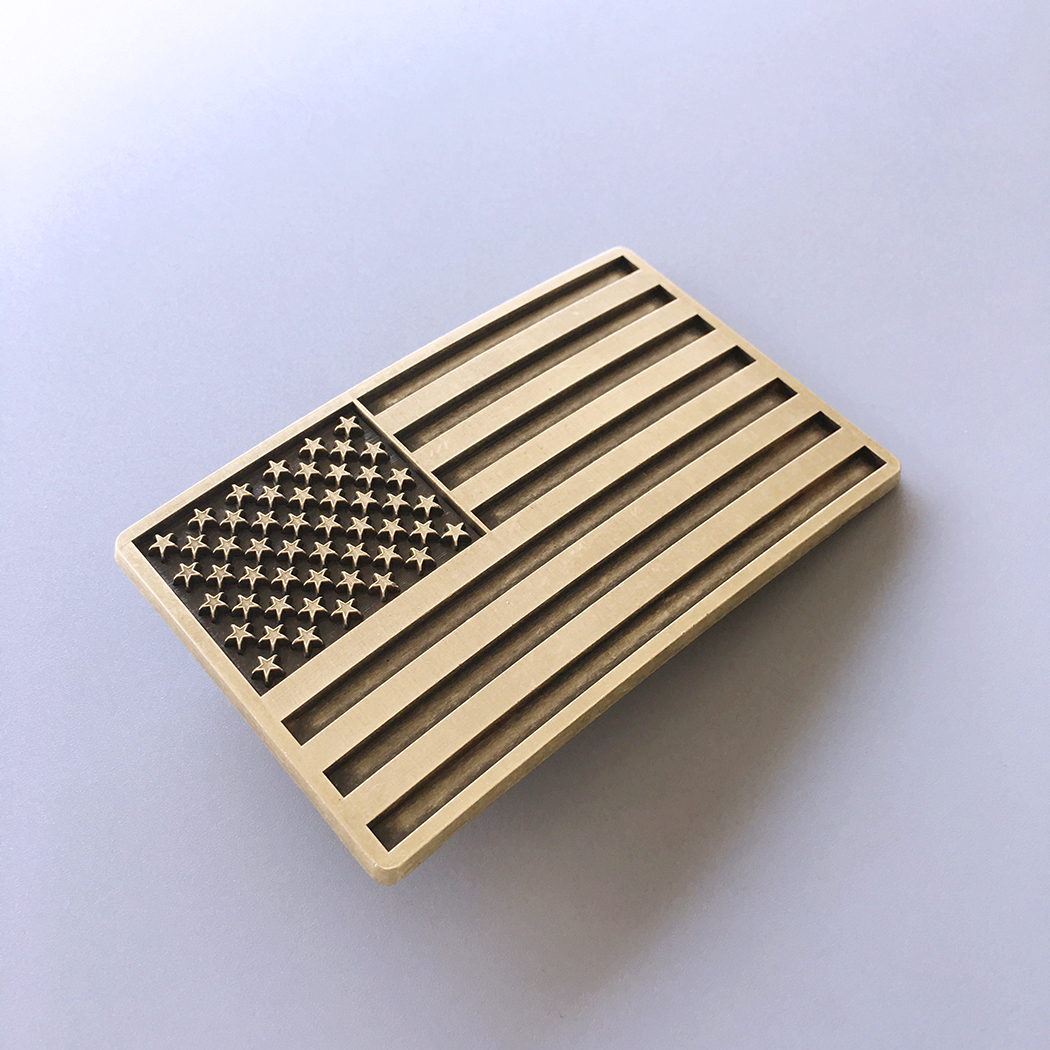 Vintage Bronze Plated American USA Flag Belt Buckle BUCKLE-FG028AB