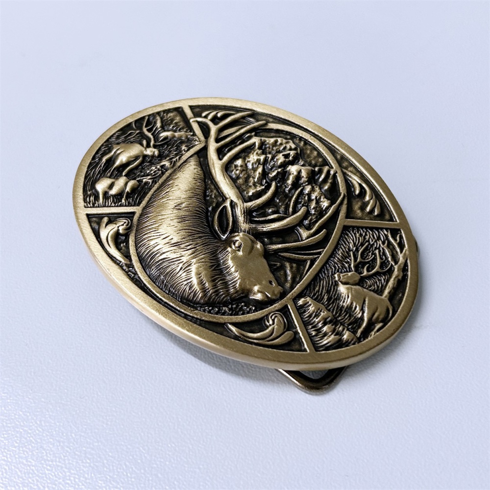 Western Deer Cowboy Cowgirl Solid Brass Belt Buckle BUCKLE-BS021
