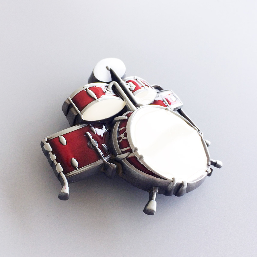 Vintage Drum Kit Red Enamel Music Belt Buckle Gurtelschnalle Boucle de ceinture