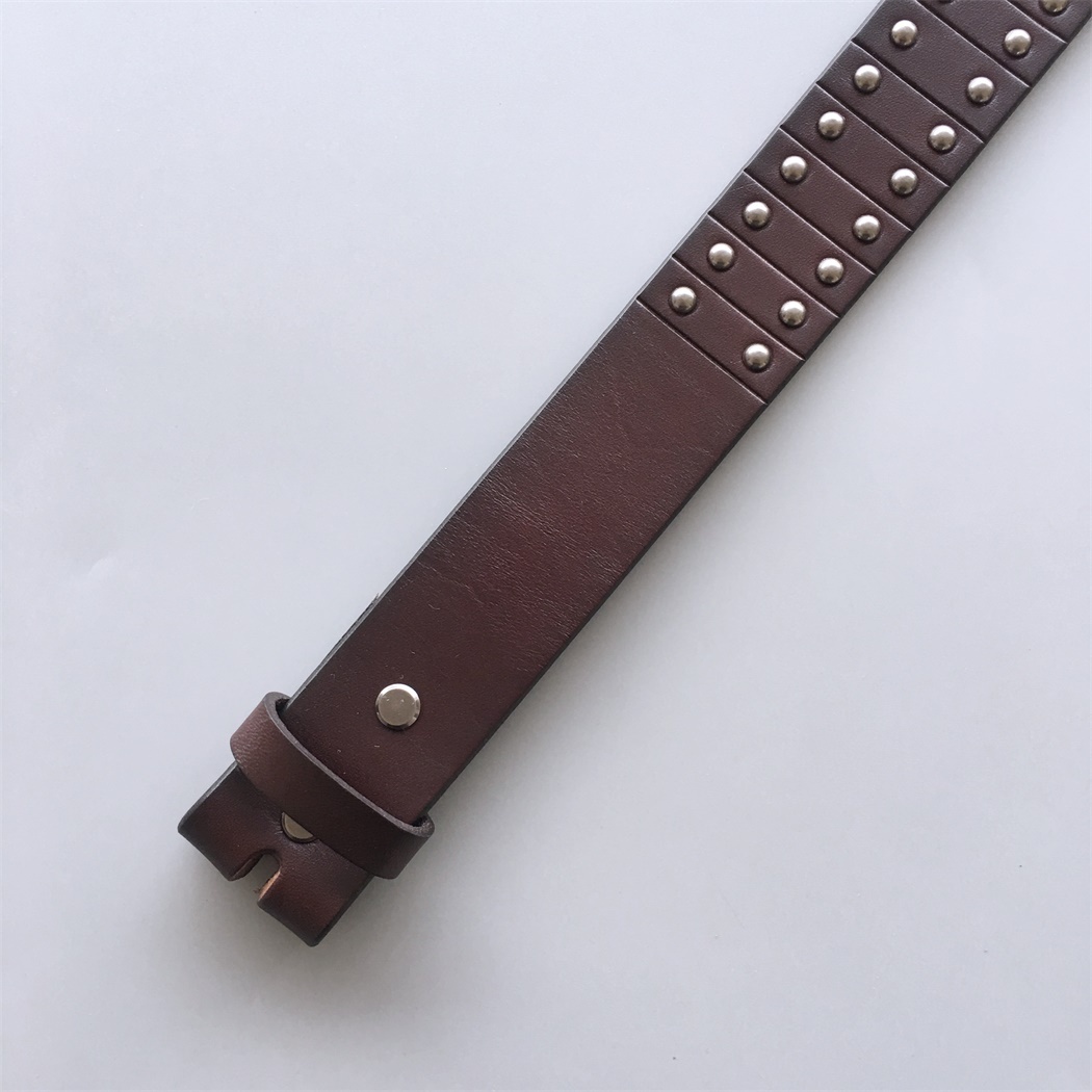 Nails Studded Dark Coffee Color Genuine Leather Belt Solid Real Leather Belt Gurtel BELT1-006BW