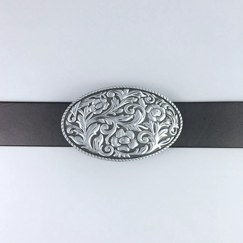 Vintage Western Cowboy Cowgirl Flower Oval Belt Buckle Gurtelschnalle Boucle de ceinture