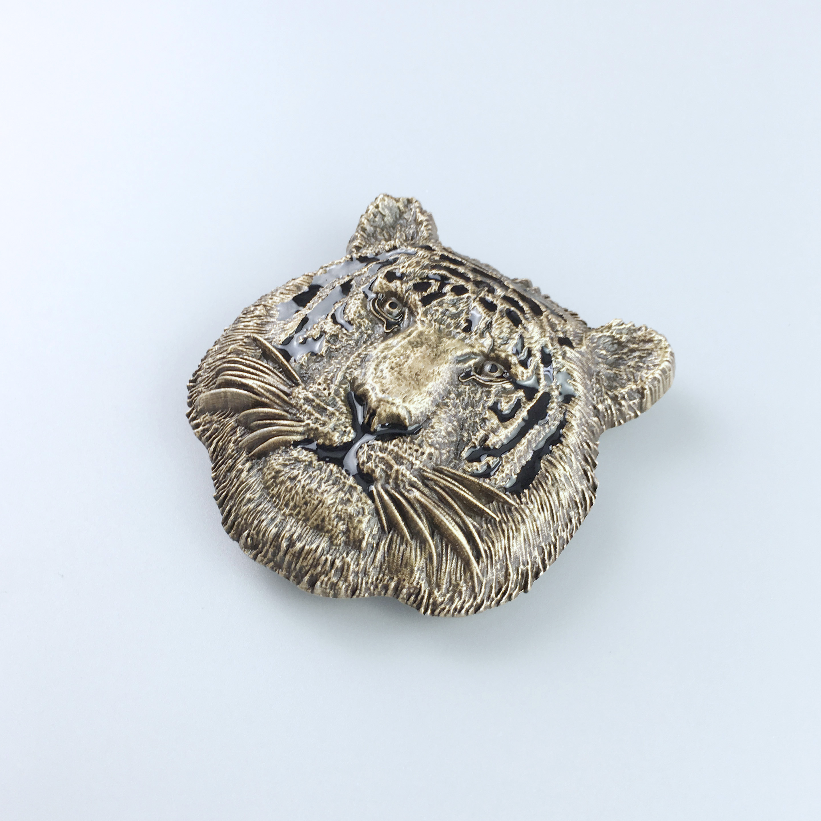 JEAN'S FRIEND Vintage Bronze Plated King of Animal Tiger Wildlife Belt Buckle