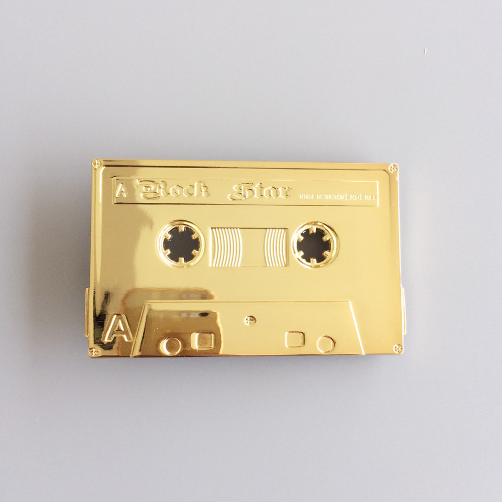 Gold Plated Rock Music Cassette Tape Music Belt Buckle Gurtelschnalle Boucle de ceinture