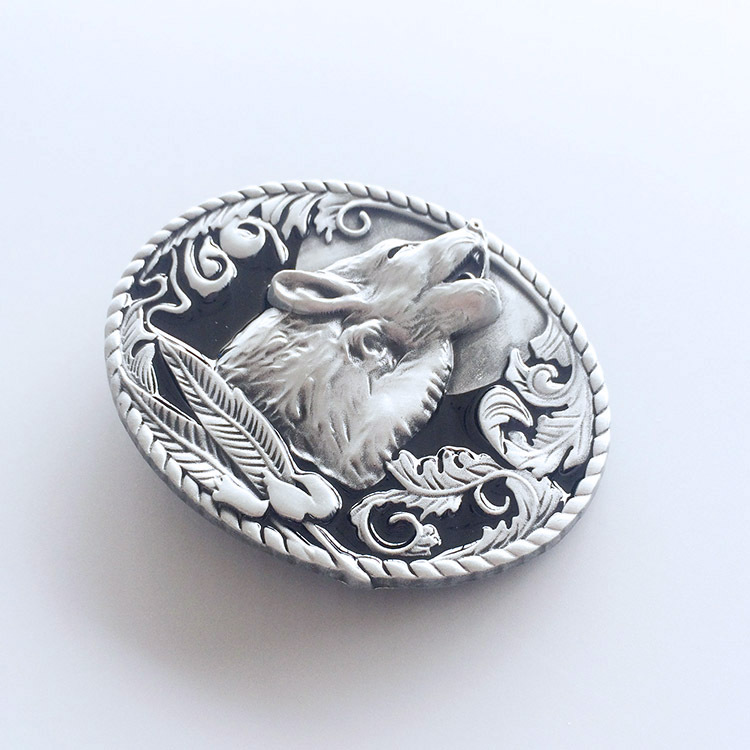 Black Enamel Western Wildlife Belt Buckle
