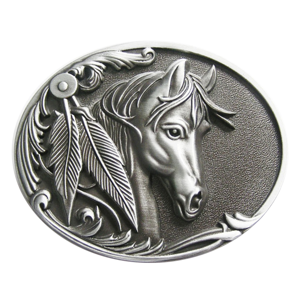 Vintage Rodeo Horse Head Western Oval Belt Buckle Gurtelschnalle Boucle de ceinture