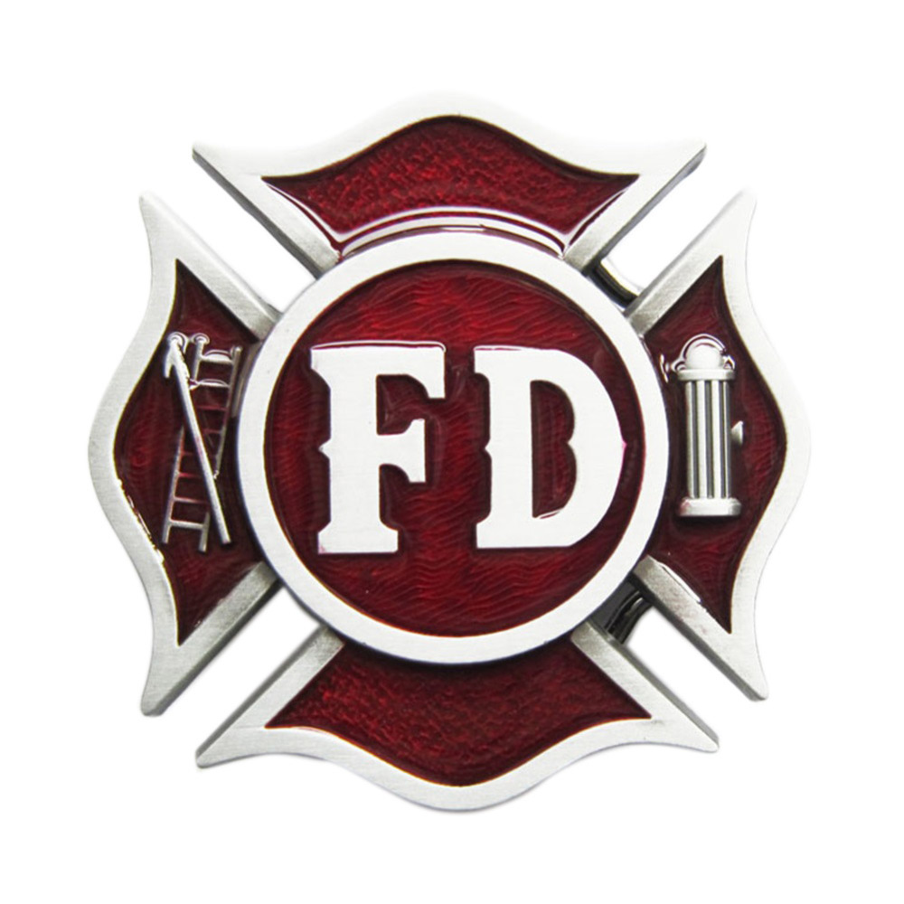 Vintage Enamel Fire Fighter Dept Classic Hero Belt Buckle Gurtelschnalle Boucle de ceinture