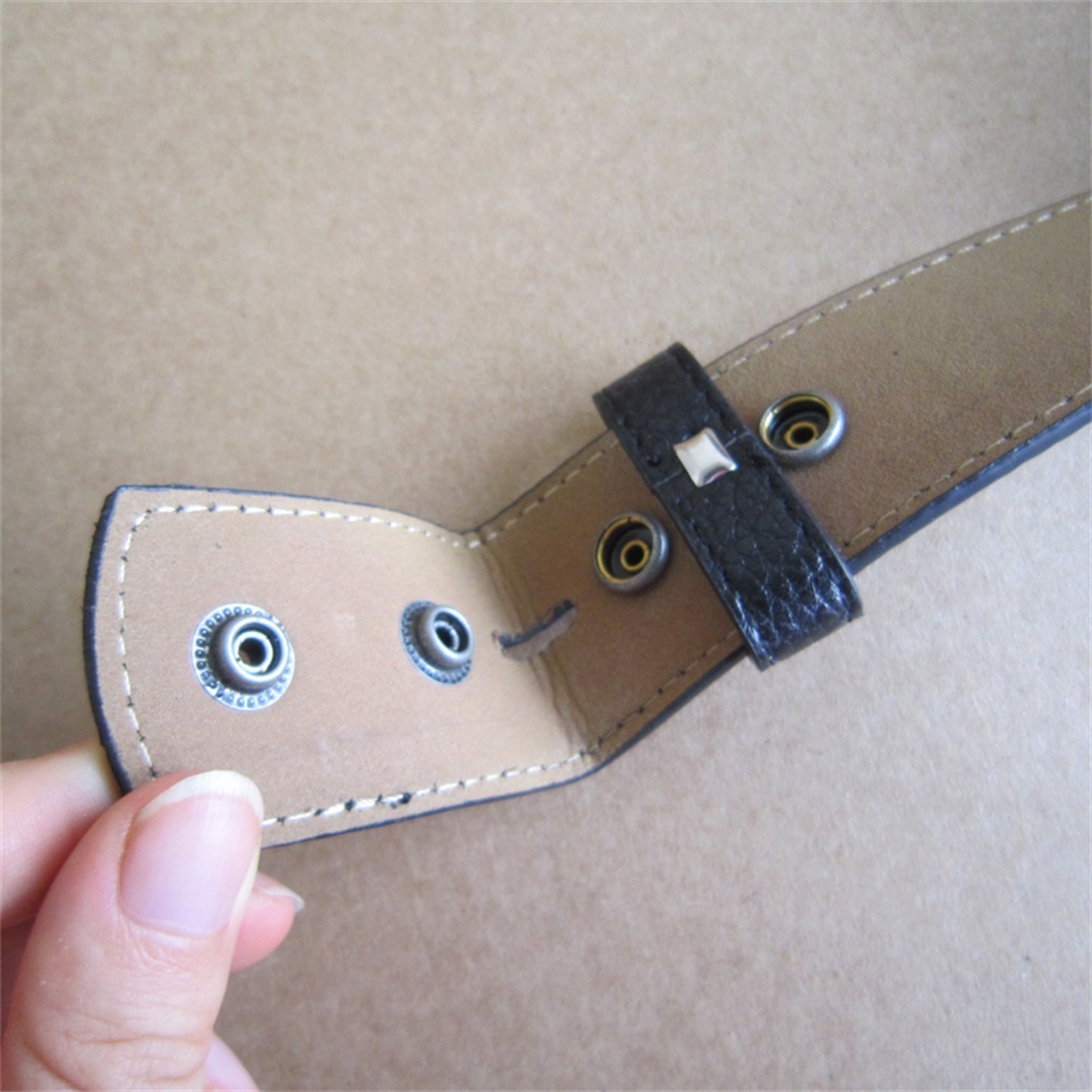 Black PU Imitate Leather Belt Solid Heavy PU Snap On Belt Gurtel