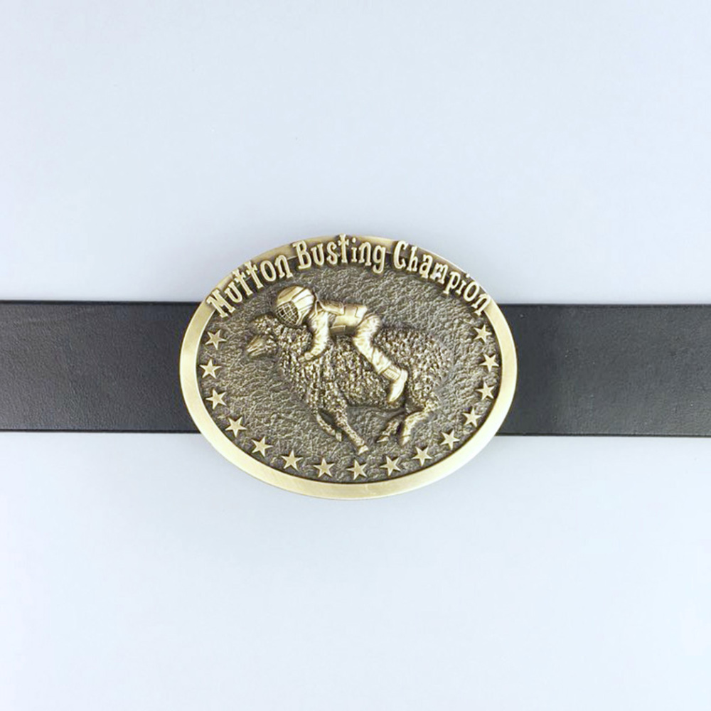 Antique Bronze Mutton Busting Cowboy Cowgirl Wildlife Belt Buckle BUCKLE-WT106AB