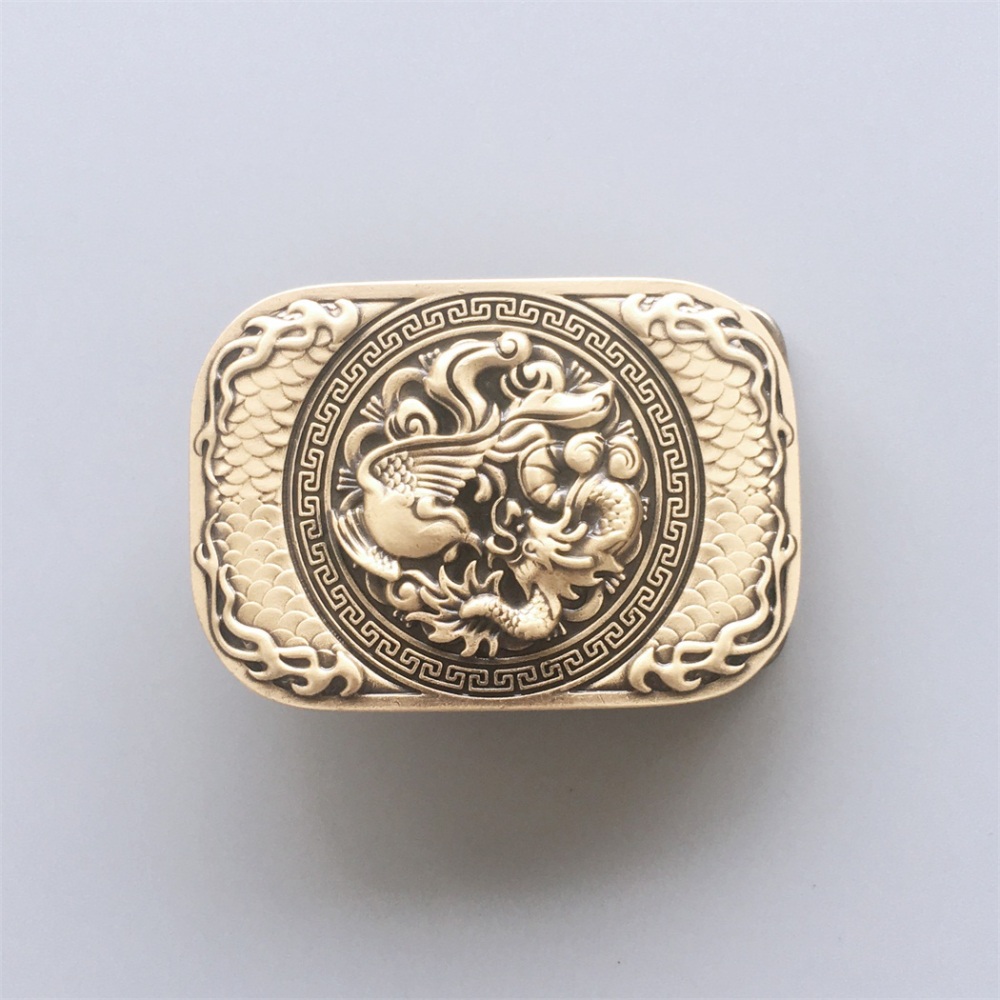 New Dragon Rectangle Solid Brass Belt Buckle BUCKLE-BS005
