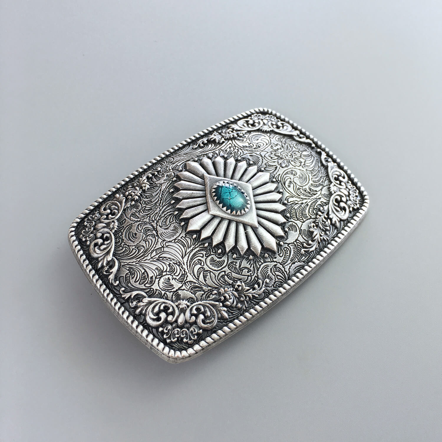 Vintage Silver Plated Southwest Totem Rectangle Belt Buckle BUCKLE-WT144SL