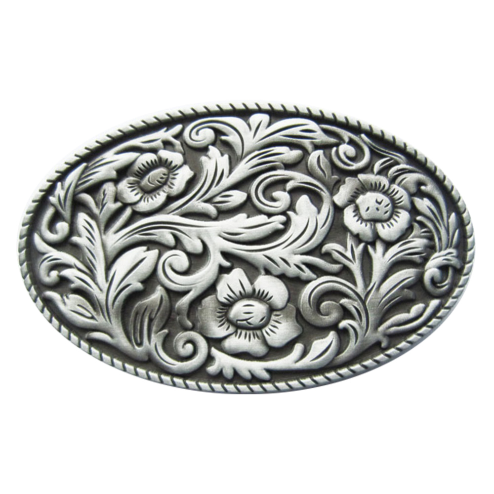 Vintage Western Cowboy Cowgirl Flower Oval Belt Buckle Gurtelschnalle Boucle de ceinture