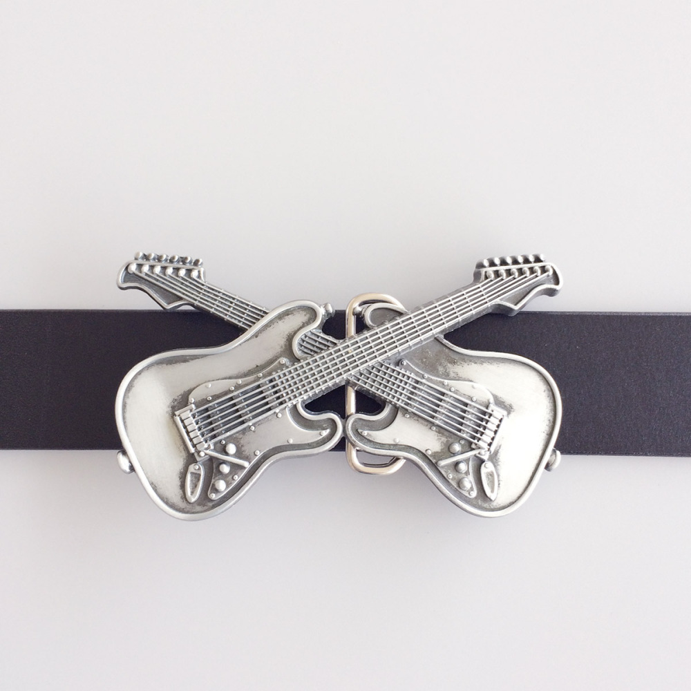 Vintage Cross Double Guitars Music Belt Buckle Gurtelschnalle Boucle de ceinture