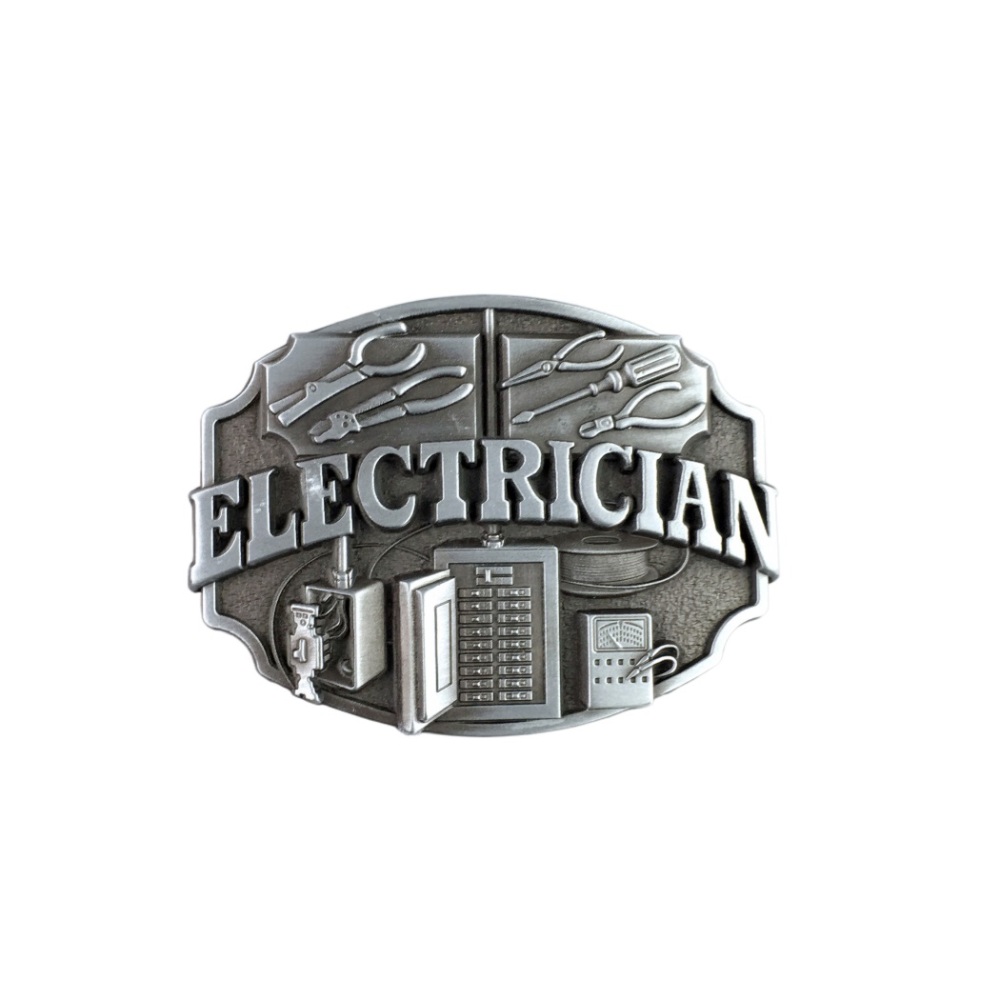 Antique Silver Electrician Trades Tradesman Belt Buckle also Stock in the US BUCKLE-WT124AS