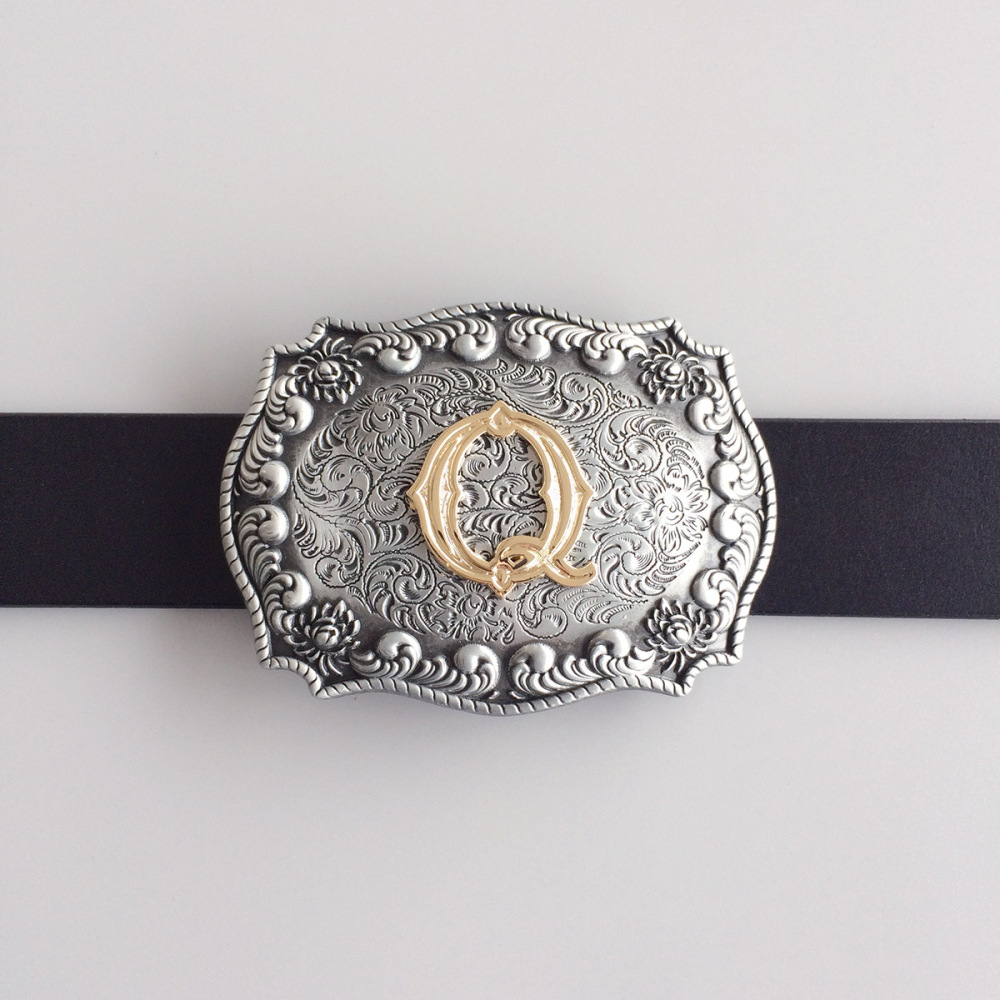 Initial Letter Q Western Style Cowboy Cowgirl Belt Buckle BUCKLE-LE010Q
