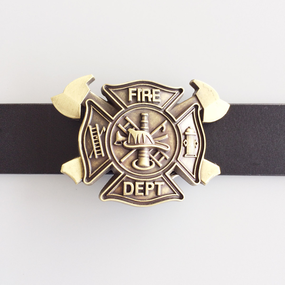 Antique Bronze Plated Cross FD Fire Firefighter Belt Buckle
