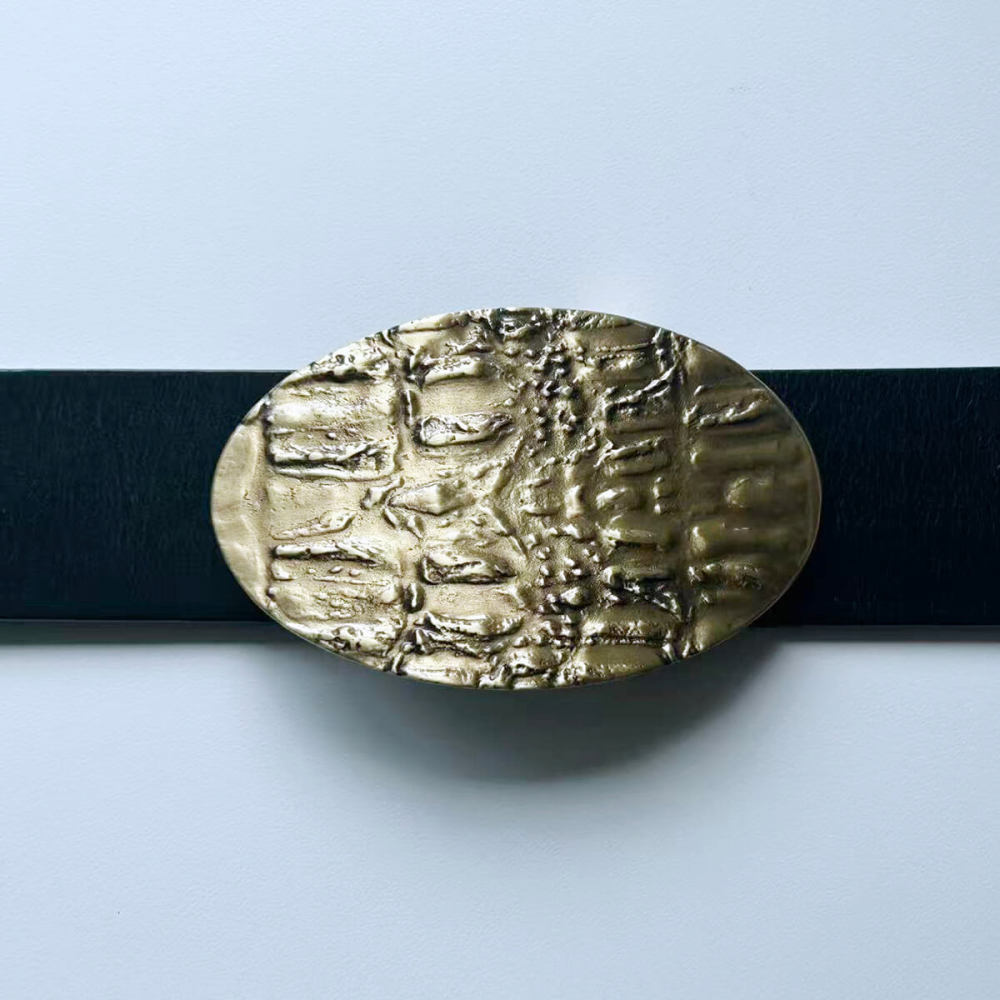 Solid Brass Rock Stone Texture Belt Buckle BUCKLE-BS022
