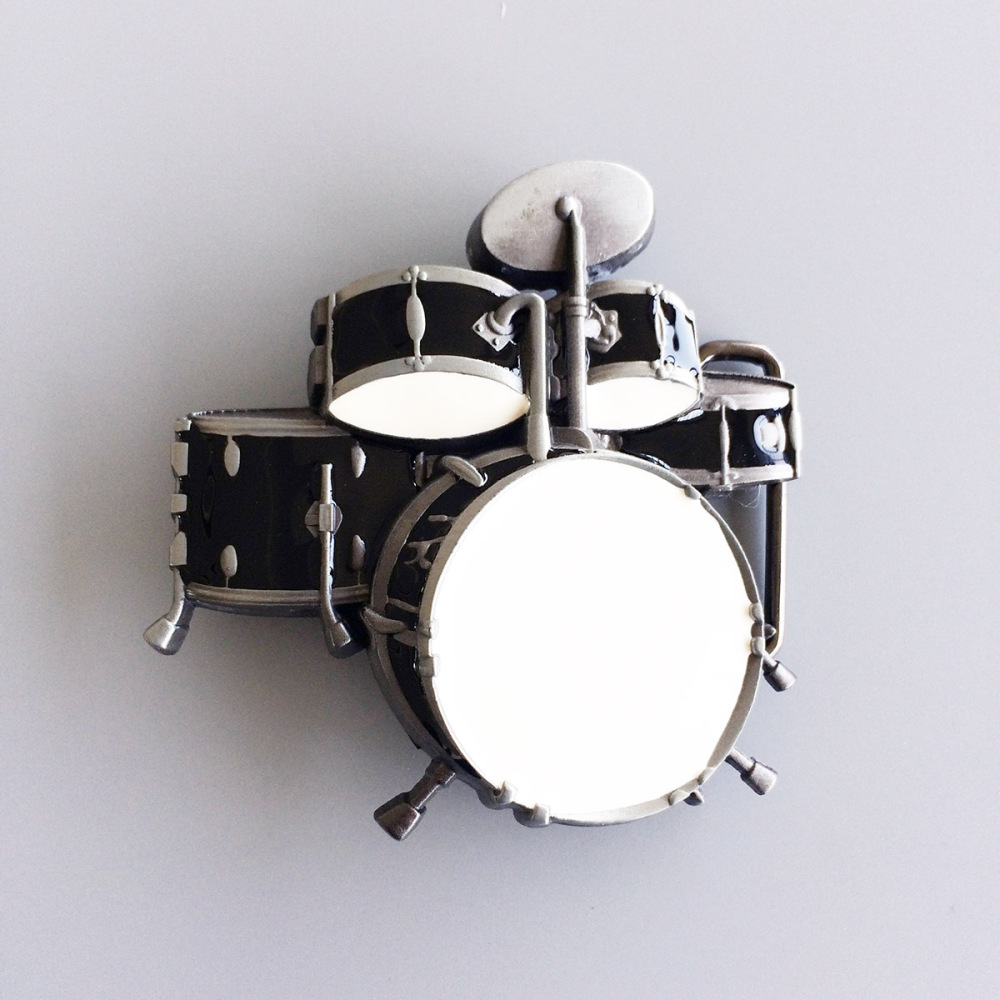 Vintage Drum Kit Black Enamel Music Belt Buckle Gurtelschnalle Boucle de ceinture