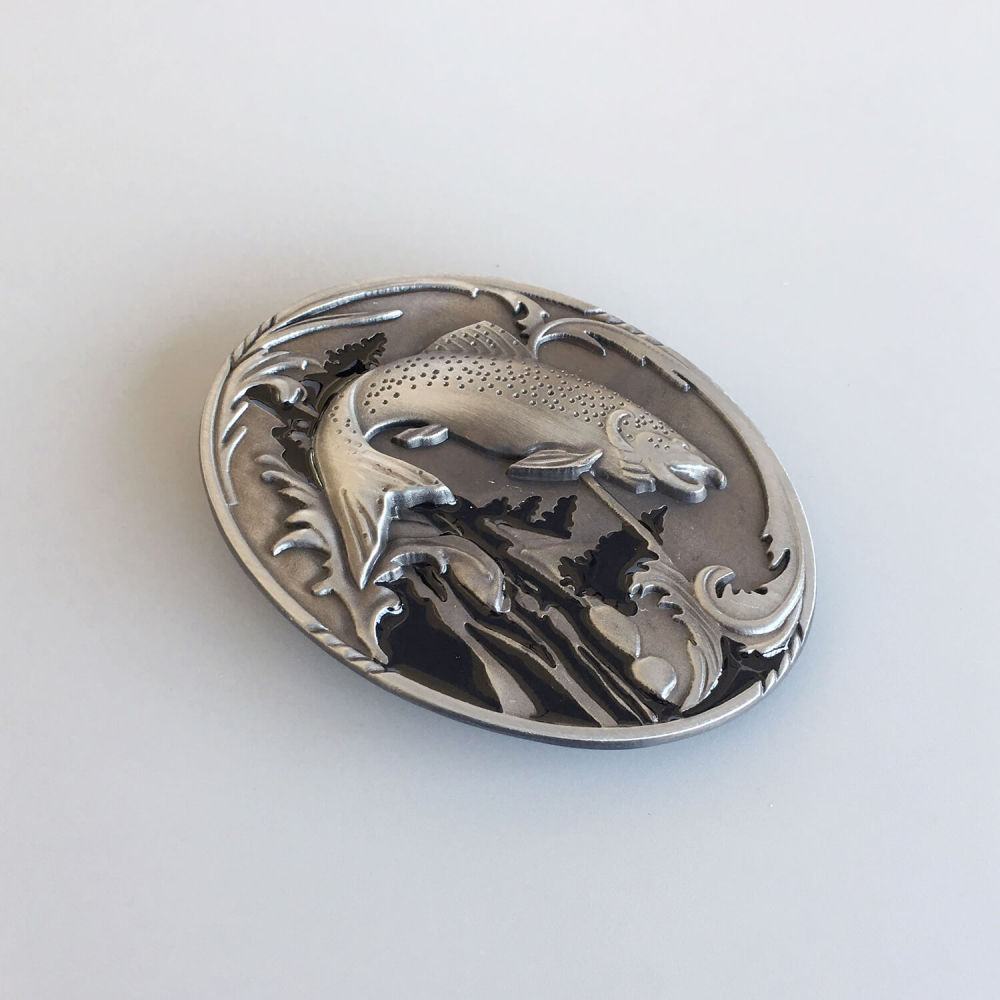 Fish Fishing Wildlife Fisherman Western Oval Belt Buckle