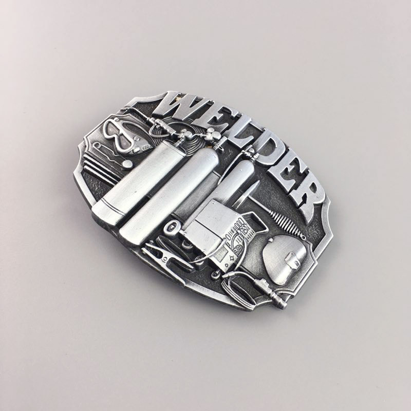 Antique Silver Welder Trades Tradesman Belt Buckle