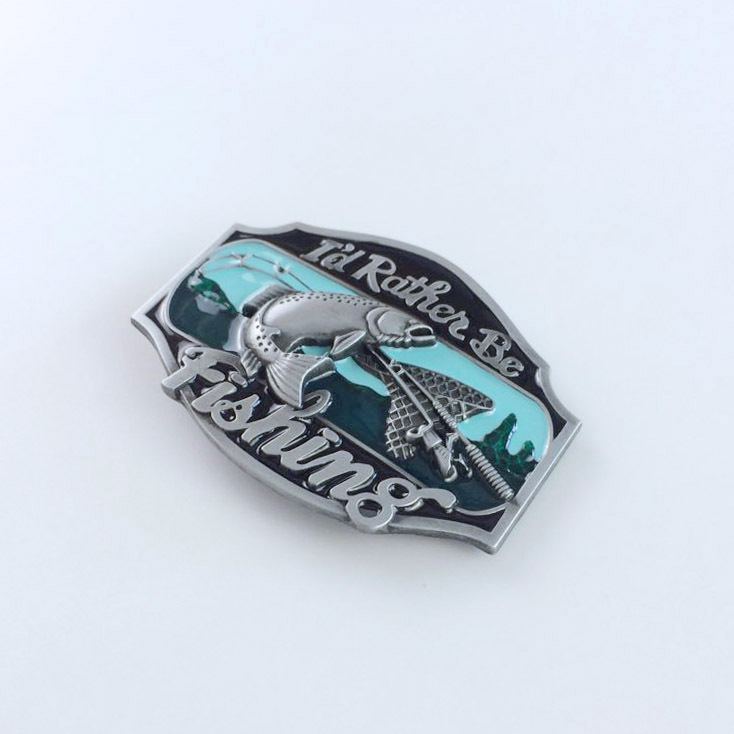 Vintage Style Rather Be Fishing Fish Wildlife Belt Buckle