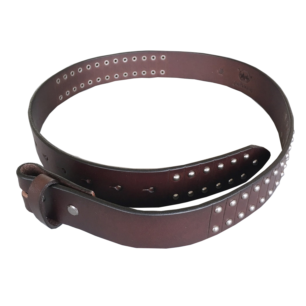 Nails Studded Dark Coffee Color Genuine Leather Belt Solid Real Leather Belt Gurtel BELT1-006BW