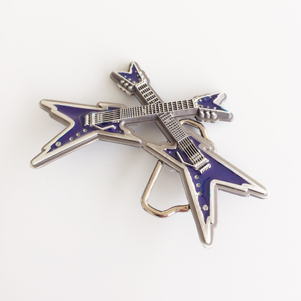Vintage Blue Enamel Cross Electric Guitar Belt Buckle Gurtelschnalle Boucle de ceinture
