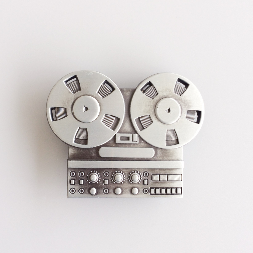 Antique Silver Tape Recorder Player Music Belt Buckle Boucle de ceinture