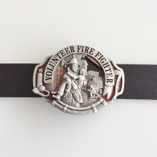 Enamel Hero Volunteer Fire Fighter Belt Buckle Gurtelschnalle Boucle de ceinture BUCKLE-OC009