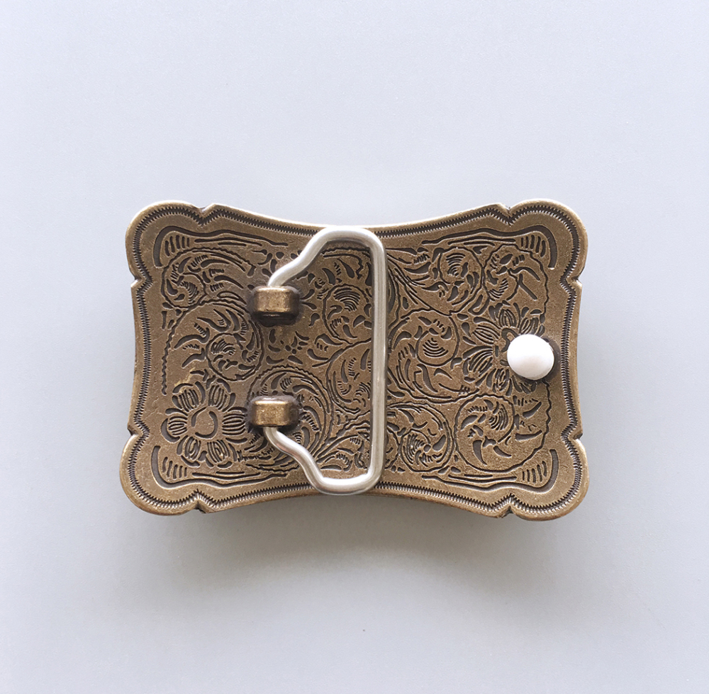Western Flower Cowboy Cowgirl Solid Brass Belt Buckle BUCKLE-BS013