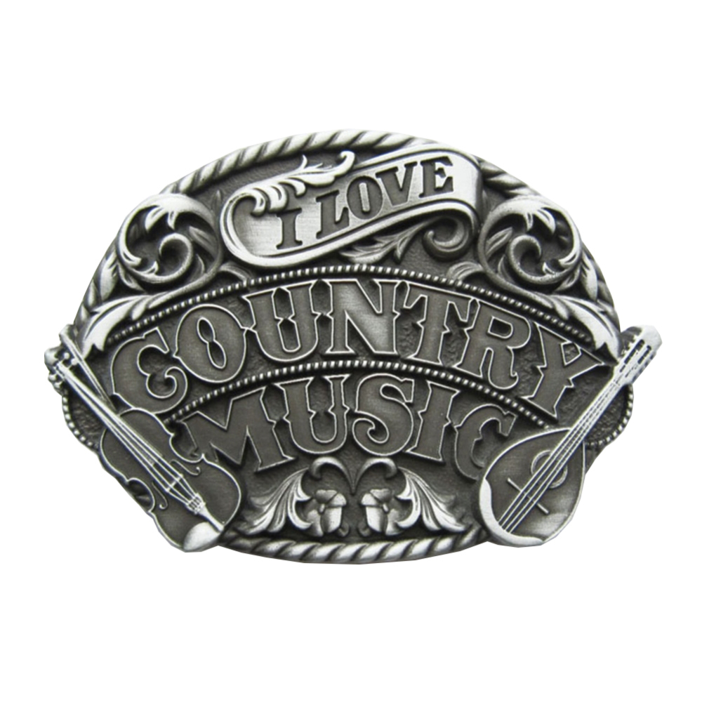 Tattoo Skull Country Music Guitar Belt Buckle