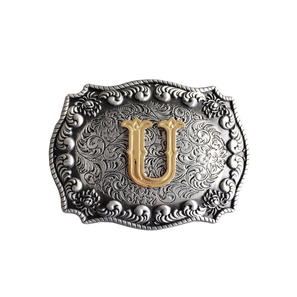 Initial Letter U Western Style Cowboy Cowgirl Belt Buckle BUCKLE-LE010U