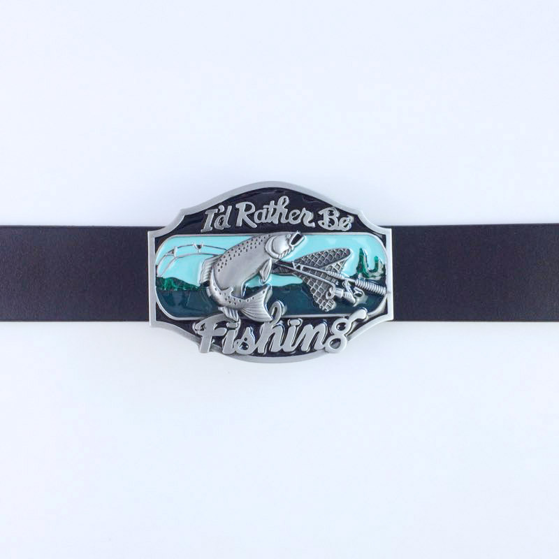 Vintage Style Rather Be Fishing Fish Wildlife Belt Buckle