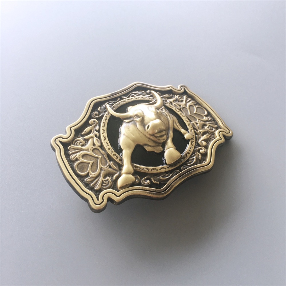 Western Rodeo Bull Solid Brass Belt Buckle BUCKLE-BS008