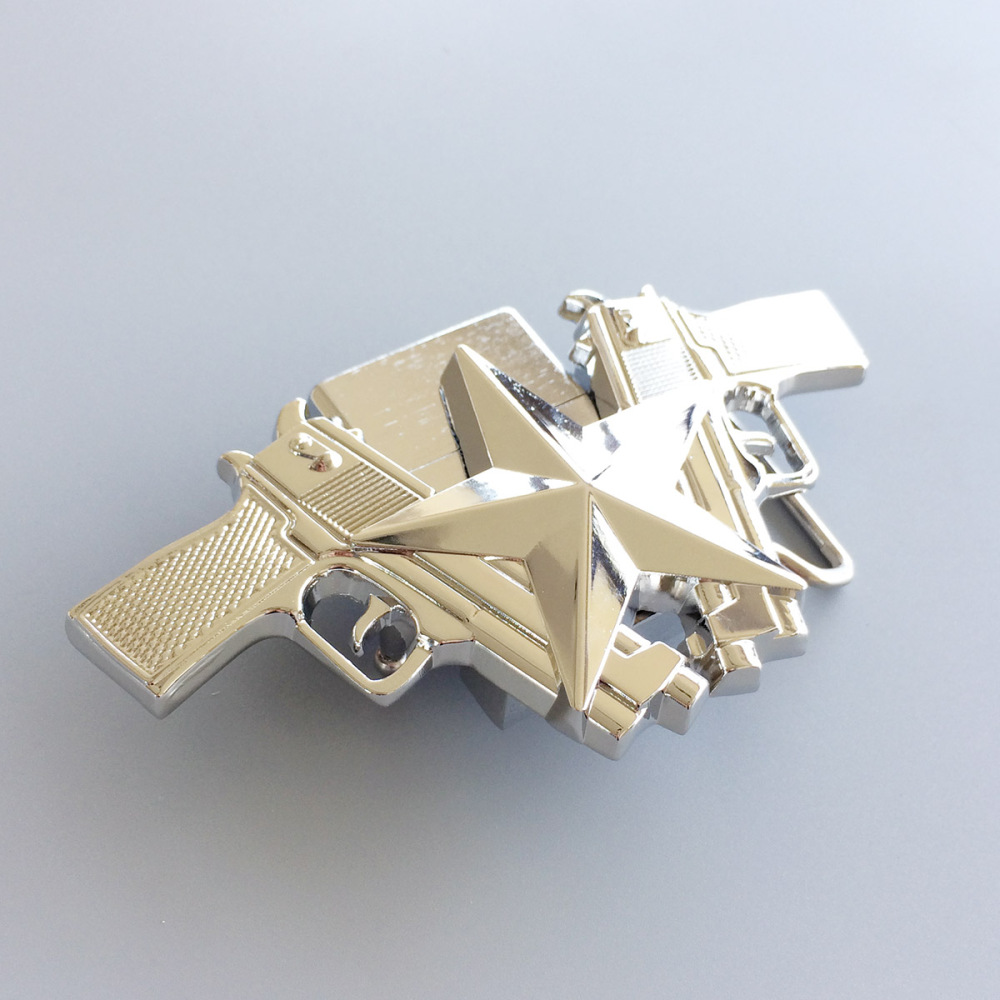 Bright Silver Star Large Western Belt Buckle
