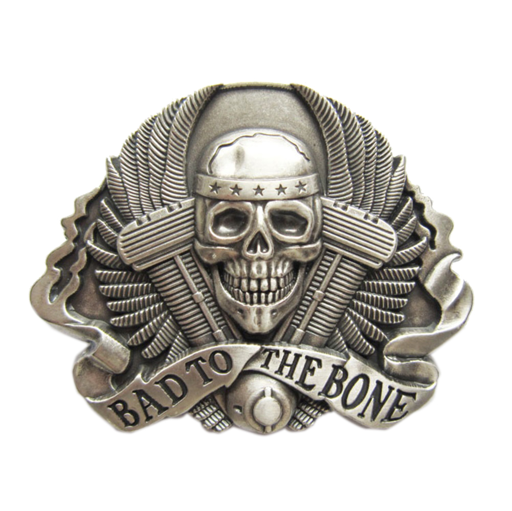 Vintage Silver Plated Skull Belt Buckle Boucle de Ceinture