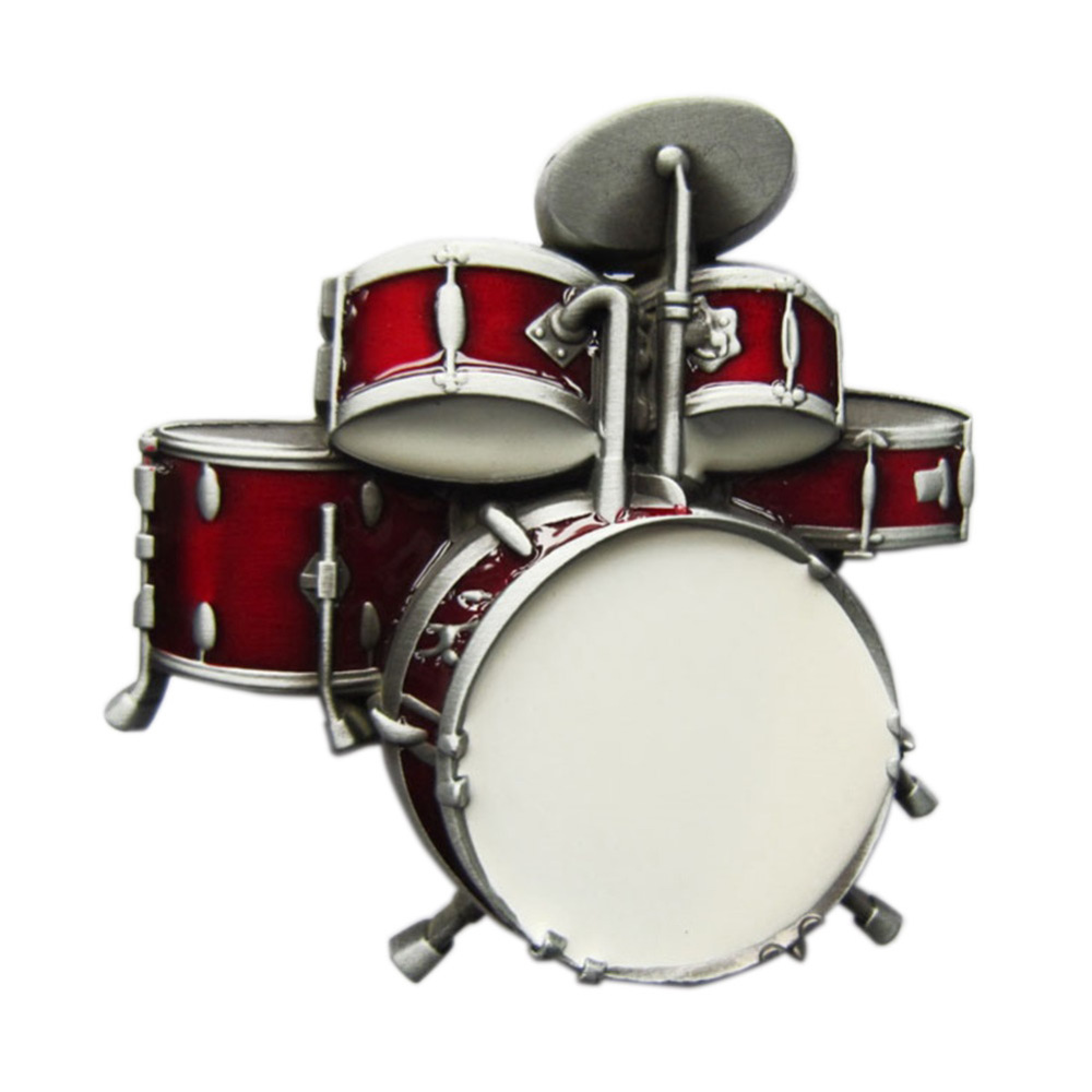Vintage Drum Kit Red Enamel Music Belt Buckle Gurtelschnalle Boucle de ceinture