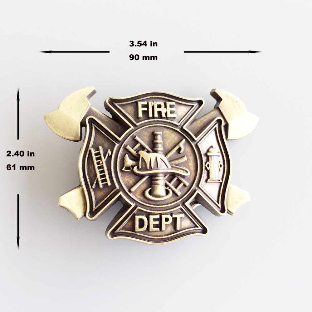 Antique Bronze Plated Cross FD Fire Firefighter Belt Buckle