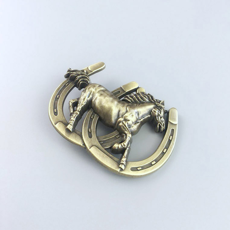 Horse Horseshoe Western Wildlife Belt Buckle