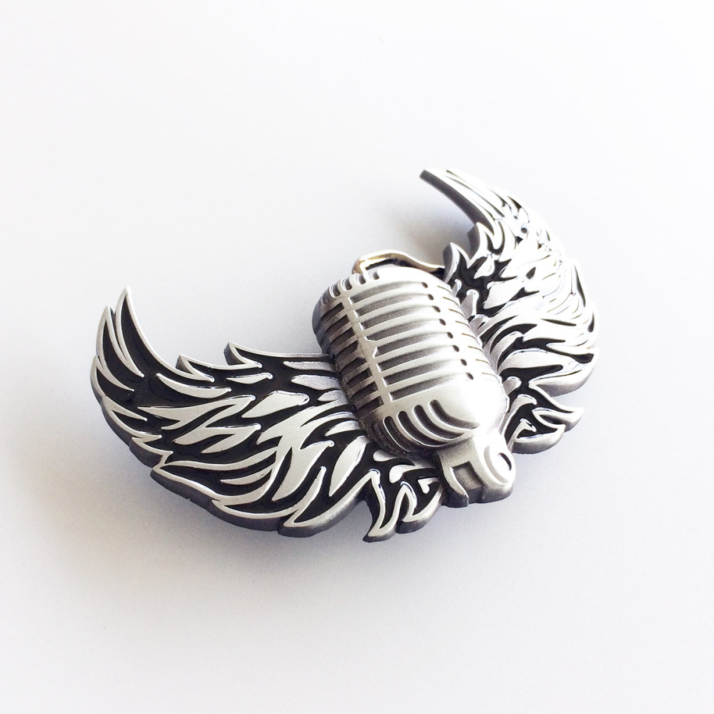 Vintage Microphone Flying Wings Rock Music Belt Buckle Gurtelschnalle Boucle de ceinture
