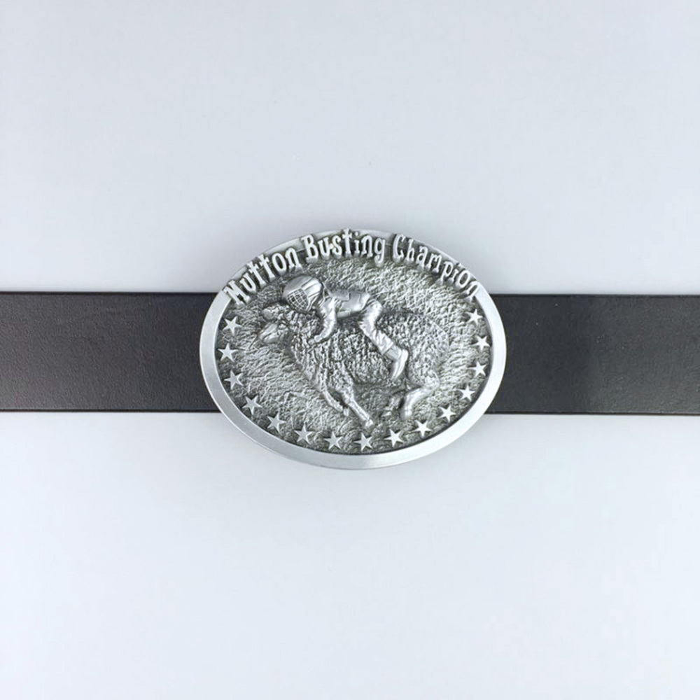 Antique Silver Mutton Busting Cowboy Cowgirl Wildlife Belt Buckle also Stock in the US BUCKLE-WT106AS